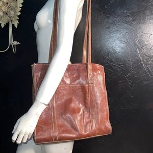 Vintage Bag Purse Brown Leather Tote EUC Designer Italy Work Medici Design Style
